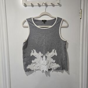 Cupio Grey and White Lace Crop Top